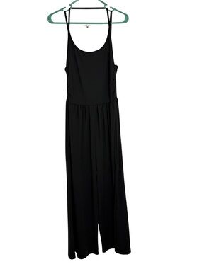 Joocy Babi Sleeveless Black Spaghetti Strap Wide-Leg Jumpsuit